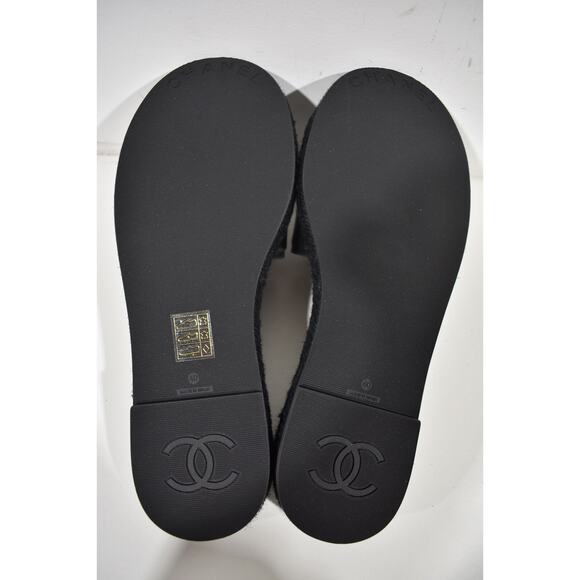 Chanel 23C Black Lambskin Leather CC Logo Slide Sandal Slip Espadrille Flat 40 - Picture 12 of 12